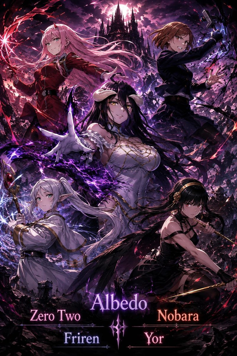 perez981846's tweet photo. Albedo, Zero two,yor and Friren https://t.co/XQT9Ujw7ZZ
