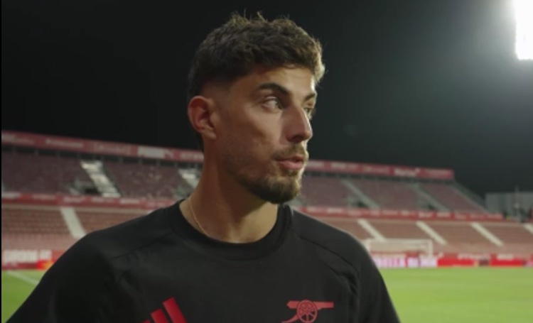 ArsenalRadar's tweet photo. 🎙️ Kai Havertz on Arsenal’s pre-season progress after the win over Girona.….

🗣️ “Yeah, I think it was a good win, you saw already the connections we had on the pitch. 

“It was a good test for us against a good team and I think we played strong. We need to continue like that now.” #AFC