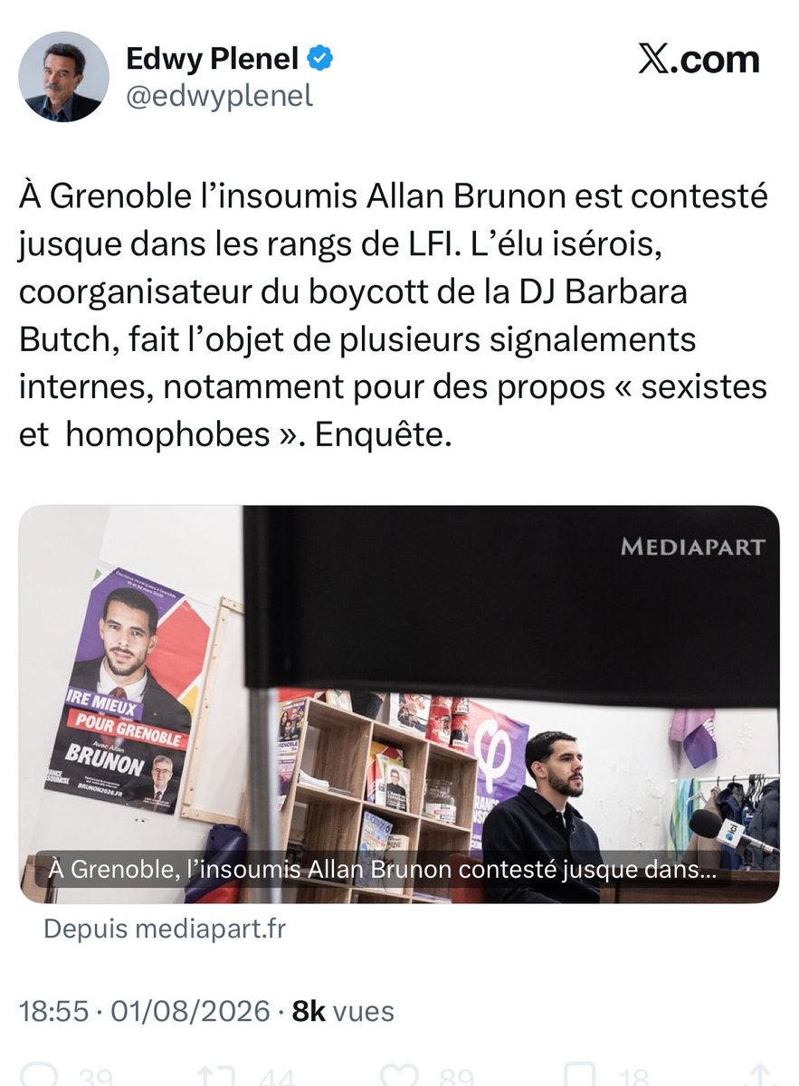 SabrinaWazWaz's tweet photo. Comment faire confiance à un média qui a pris pour sale habitude de faire des titres racoleurs contre la FI? 
Et qui chaque semaine met son énergie à «enquêter » et à scruter la seule gauche que nous ayons afin de la descendre? 
Soutien à @allanbrunon https://t.co/GV9bXBD0Cl