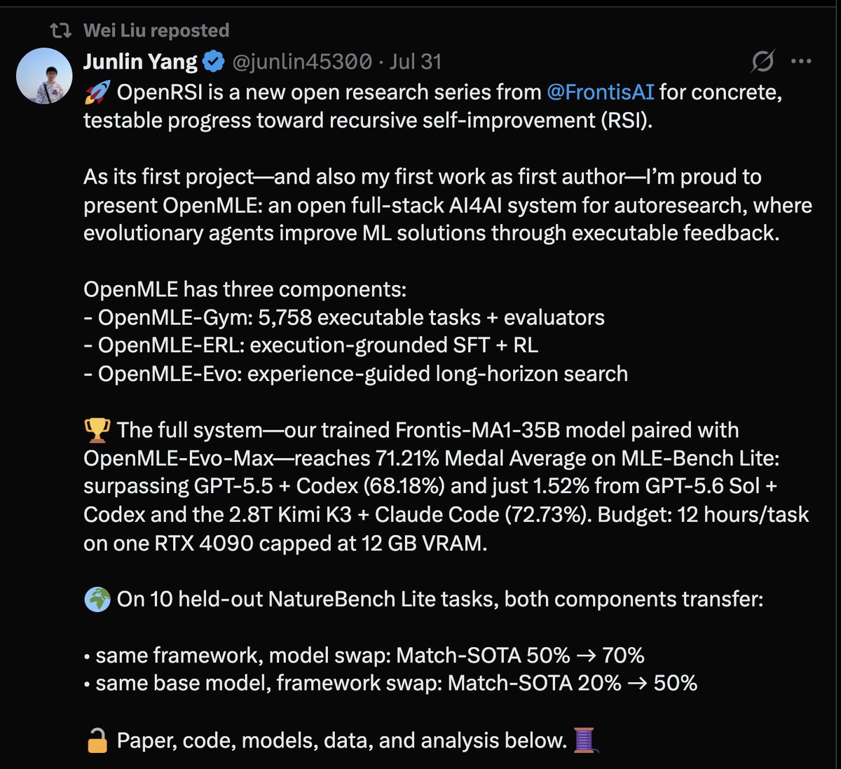 teortaxesTex's tweet photo. Wei Lui is «cooking coding agents @deepseek_ai» btw
I think we'll see 0731 added to this eval soon
I also think it's getting added to their internal hill-climb set https://t.co/WIYwEs3Res