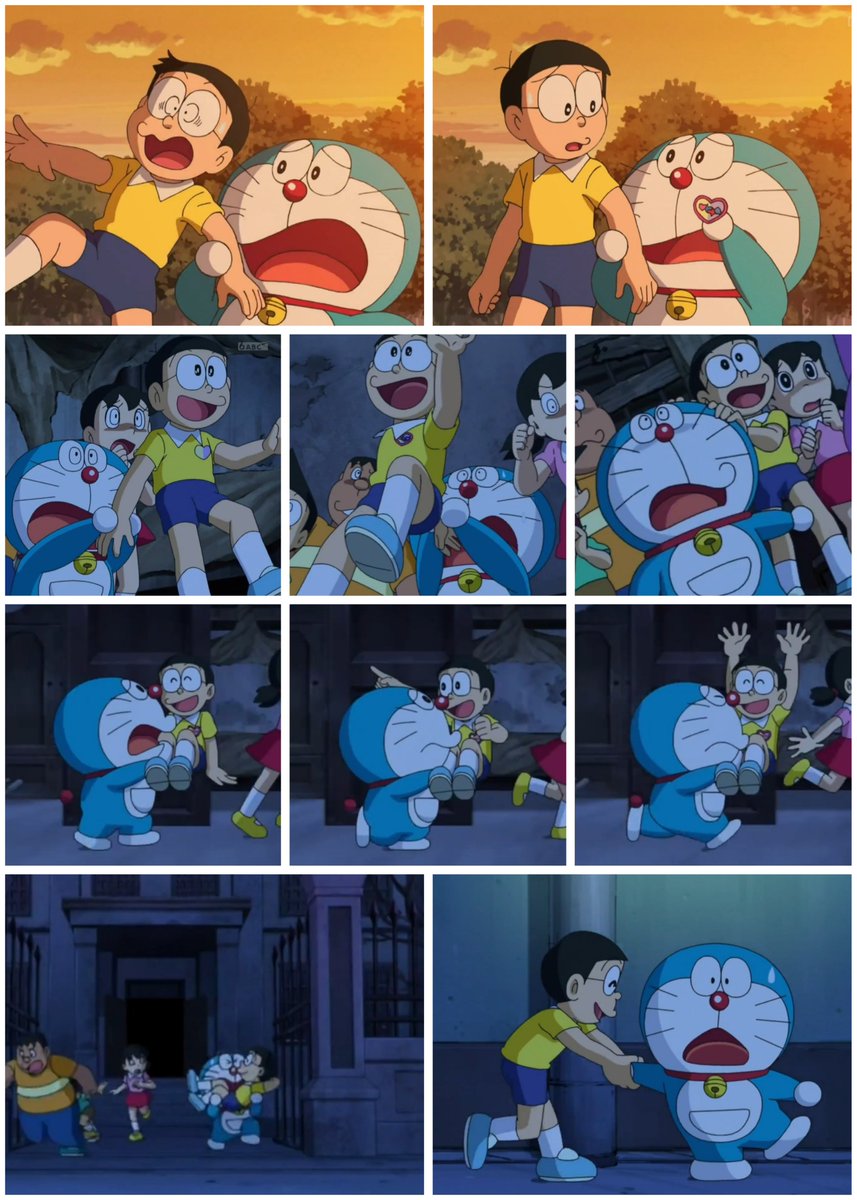 regubluez's tweet photo. #ドラえもん 
#ドラのび 

Doraemon agarrando a Nobita y viceversa.

La parte donde Doraemon jalonea a Nobita para alejarlo del peligro y como lo carga para sacarlo de allí mientras huía de los "fantasmas" aún estando asustado es lindo, se nota que Nobita es su mayor prioridad 💙💛 https://t.co/mg0mxnfS7Q