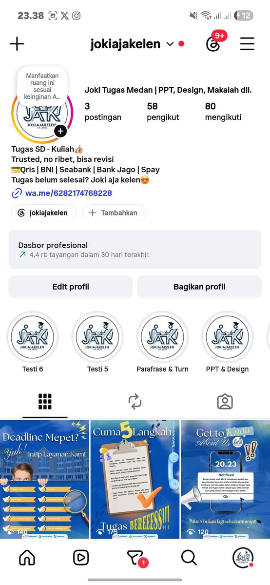 jokiajakelen3's tweet photo. Masih open guyz joki makalah, parafrase, formatting, ppt, artikel, jurnal, daftar isi, daftar gambar, nomor halaman, leaflet, banner, rapihin word, cari jurnal, resume, review, turnitin, cv ats, design, laporan, proposal.

Testi dan IGoy di bio yaa kakak😚🫰🏻
#jokitugas #zonauang https://t.co/y0hIpWmKfX