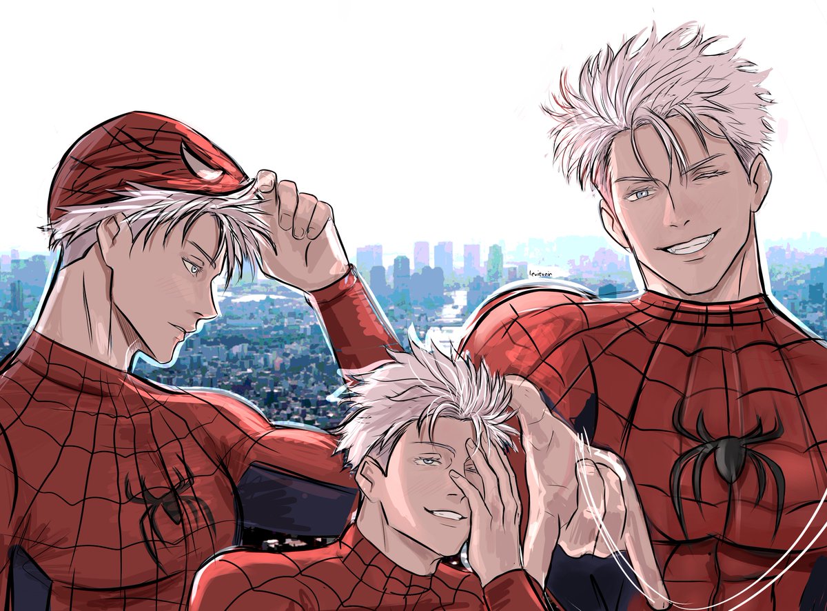 levitonin's tweet photo. #gojo #spiderman https://t.co/gqtnVFt5tl