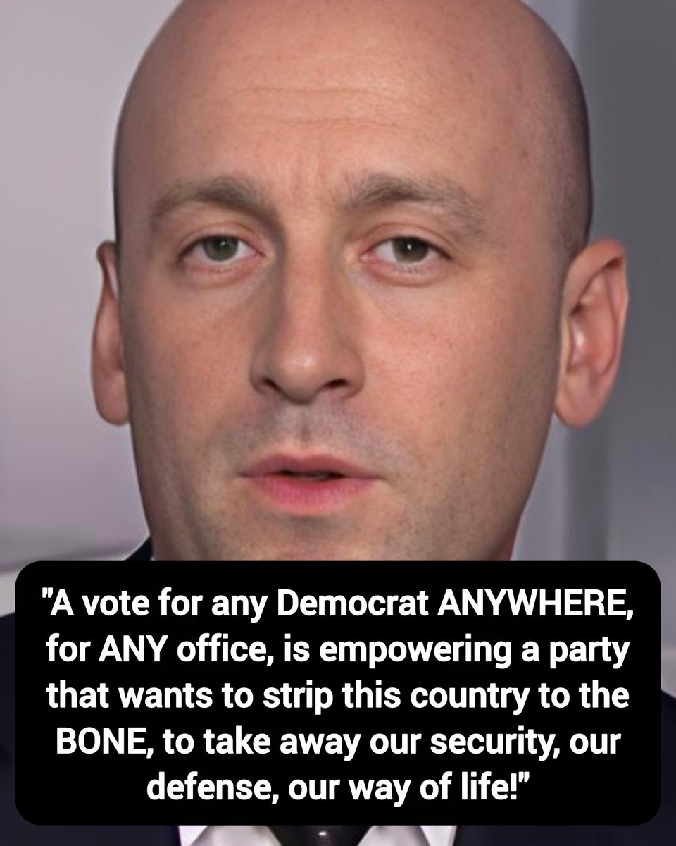 Davidjharris17's tweet photo. Stephen Miller: "A vote for any Democrat ANYWHERE, for ANY office, is empowering a party that wants to strip this country to the BONE, to take away our security, our defense, our way of life!"

Thoughts? https://t.co/nBDOumxumL