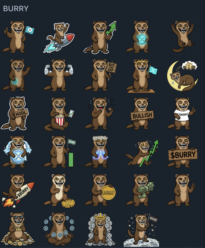 BURRYXRP's tweet photo. Come join the TG!

https://t.co/F0Ib4fwUjT

Our Sticker pack is now available! https://t.co/mFyzCWCxCi