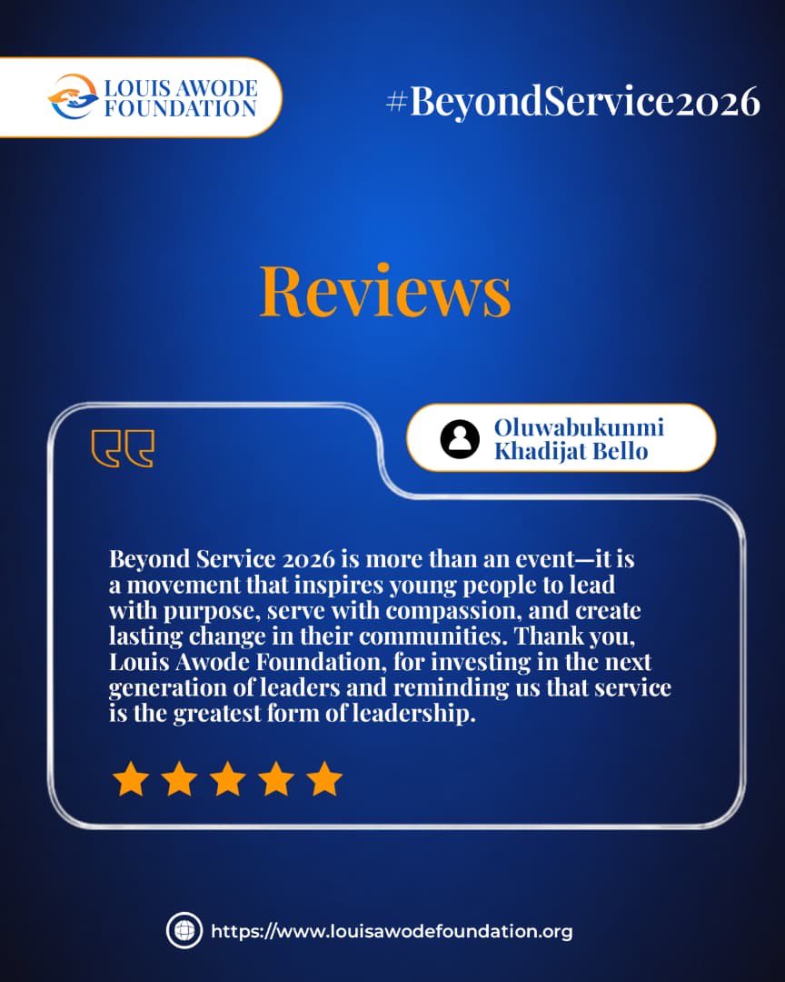 LouisAwodeNGO's tweet photo. The reviews are in! 

Beyond Service 2026 inspired, challenged, and empowered—and our participants said it best.

Swipe through their experiences and see why this wasn’t just another webinar… it was the start of a movement.

#BeyondService2026 #LouisAwodeFoundation #Leadership https://t.co/juf7dJpJxL