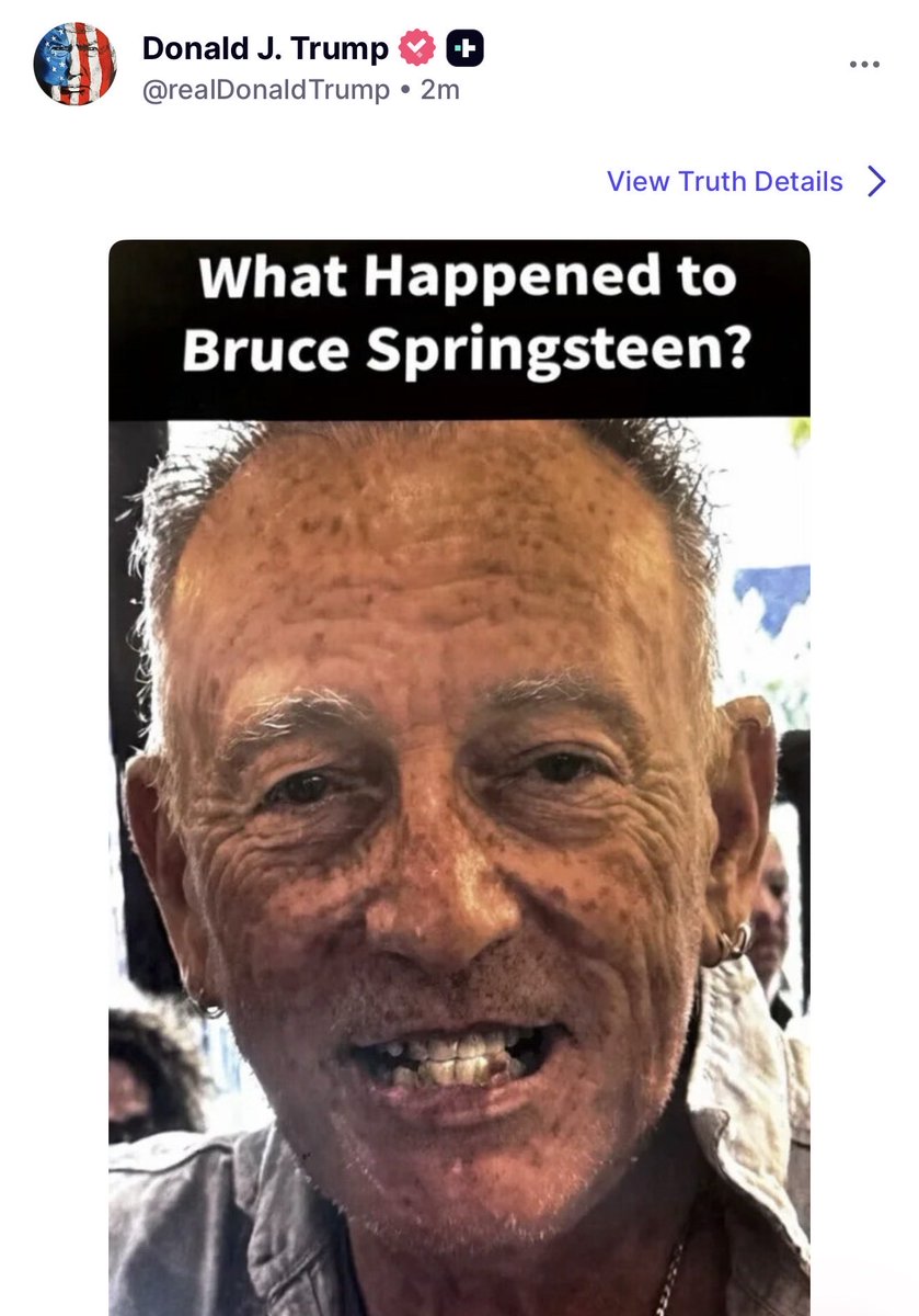 MAGAVoice's tweet photo. HOLY SH*T: President Trump is not holding back at all. He just ended Bruce Springsteen’s career https://t.co/tdmPYsMoVz