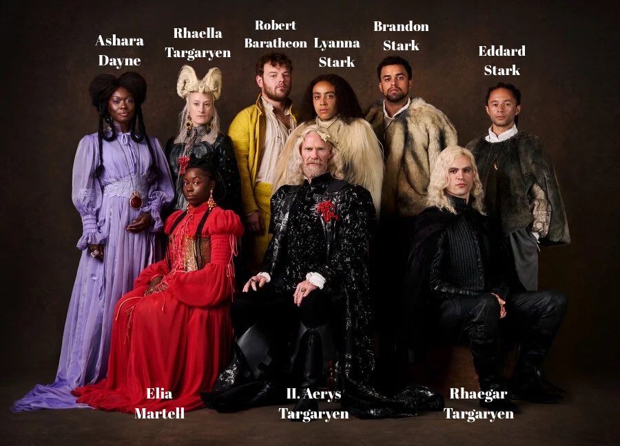 HODTurkey's tweet photo. Game of Thrones: The Mad King tiyatro oyununun ilk grup fotoğrafı paylaşıldı.

Fotoğrafta Ashara Dayne, Elia Martell, Rhaella Targaryen, Robert Baratheon, Kral II. Aerys Targaryen, Lyanna Stark, Brandon Stark, Rhaegar Targaryen ve Eddard Stark yer alıyor. https://t.co/LQhO51rnm9