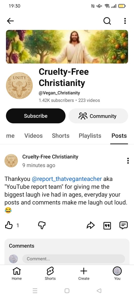 Brower6918043's tweet photo. @TeamYouTube @TeamYouTube vrgan_christainity has just insulted me and he thinks cyberbullying is funny to him He make about 520 post a mouth about misleading information about Jesus was vegan . #youtube #Christianophobic #report #JesusCorridor #share https://t.co/5r7Icv2teN