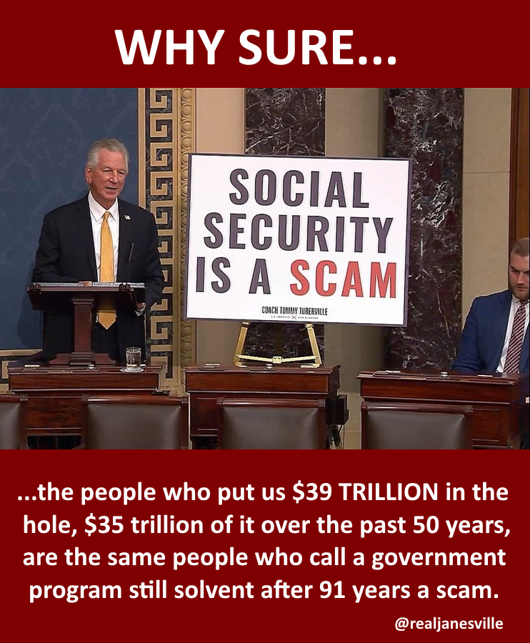 RealJanesville's tweet photo. Apparently, if it's a government program that actually works ...they hate it. #SocialSecurity #AARP https://t.co/yFkKlkImwr
