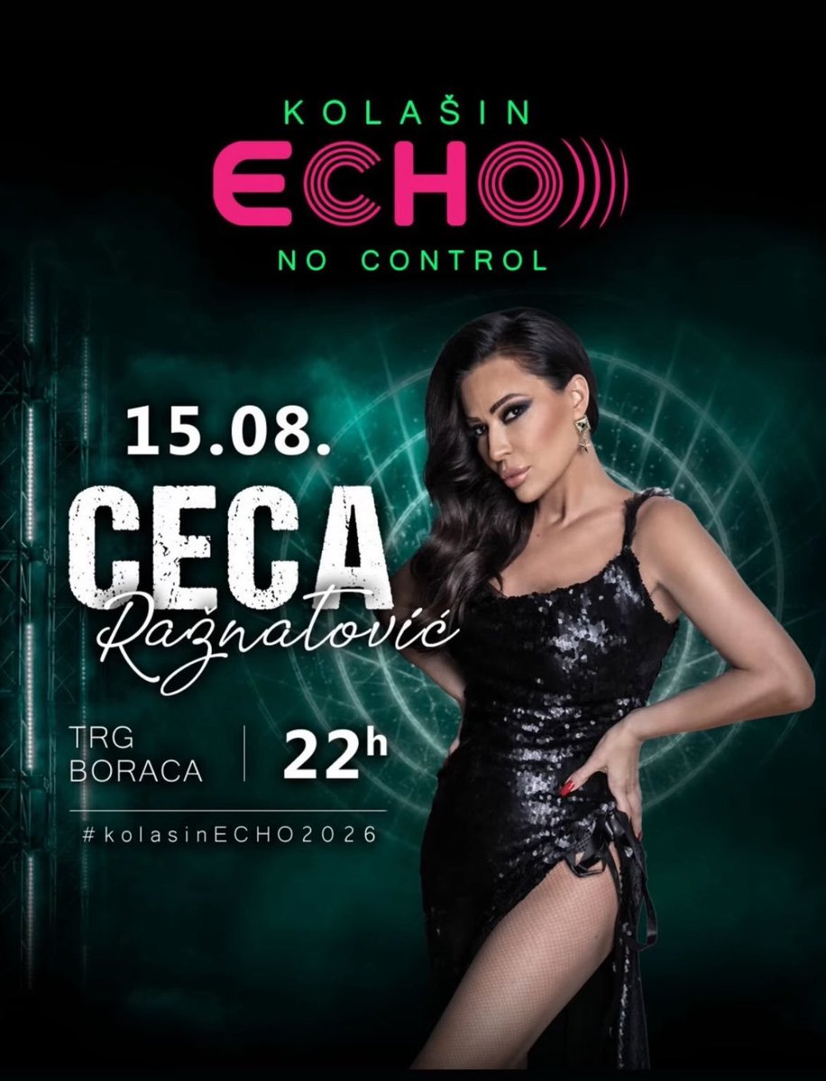 PressCeca's tweet photo. 📍15. avgusta koncert u Kolašinu! 🇲🇪
#Ceca #TrgBoraca #Kolašin #CrnaGora https://t.co/0dKzolfw0F