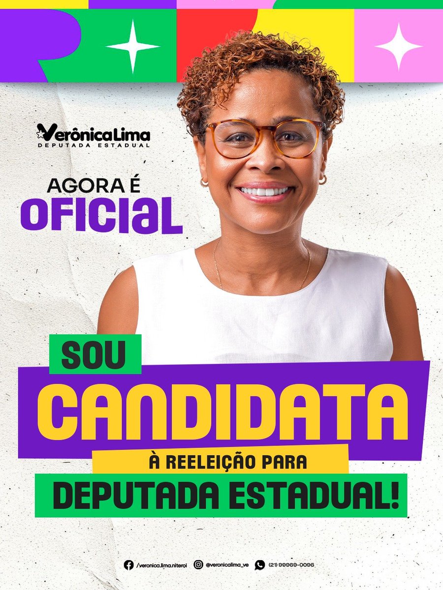 veronicalima_ve's tweet photo. AGORA É OFICIAL!

Sou candidata à reeleição como Deputada Estadual do PT no RJ.

Nos últimos quatro anos trabalhei na defesa da cultura, das mulheres, do povo negro, dos LGBTQIAPN+ e de todos os trabalhadores e as trabalhadoras do RJ.

Vamos juntos e juntas nessa caminhada! ✊🏾 https://t.co/tBVtfBcW6c