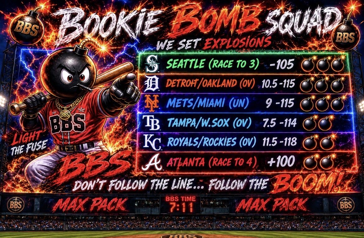 bookiebomber190's tweet photo. 🔮⚾️MLB SHOWTIME⚾️🔮
🧨FREE CARD🧨
#Gambling𝕏 🌐#MLB⚾️
#BOL #BookieBombSquad💥 https://t.co/6OqM3jxpPj