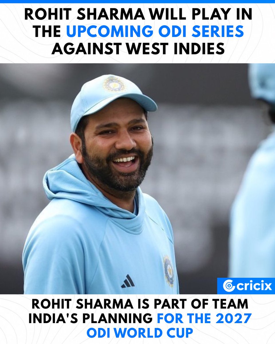 cricixofficial's tweet photo. Rohit Sharma Set for ODI Return Against West Indies https://t.co/KW4fXEXHr5