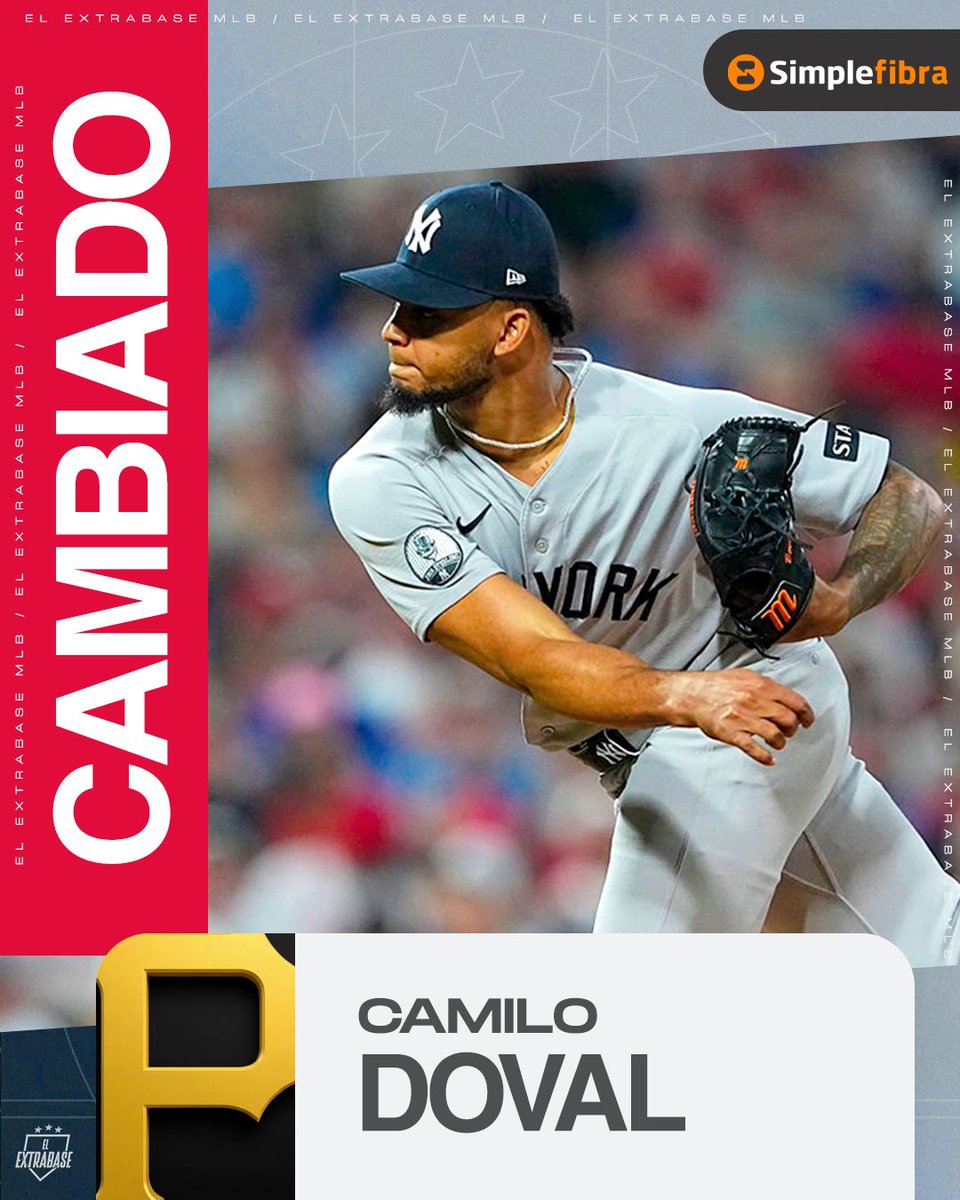 ElExtrabase's tweet photo. Última hora: los #Pirates adquieren al LD dominicano Camilo Doval desde los #Yankees.

El C venezolano Omar Eliezer Alfonzo pasa al equipo de Nueva York junto al OF dominicano Luis Cruz.

Vía: @JeffPasan | @FrancysRomero.

#LetsGoBucs | #RepBX 
#ElExtrabase⚾️ https://t.co/qUsN71iPNI