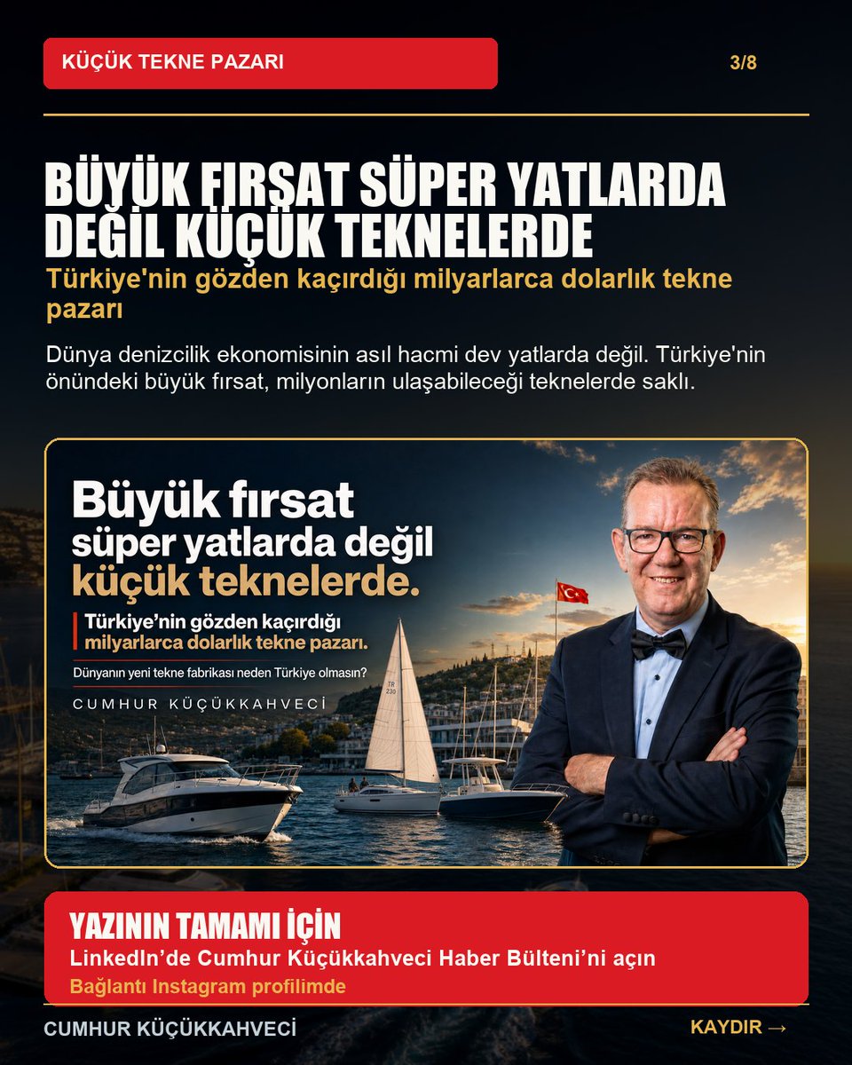 cumhurkk's tweet photo. Türkiye’nin denizcilikte kaybedecek vakti yok.  Süperyatlardan küçük teknelere, marina fiyatlarından yat turizmine uzanan 7 kapsamlı yazı hazırladım.  Sorunları, rakamları ve Türkiye’nin kazanabileceği yolu yazdım.  Tüm yazılar  https://t.co/JeoWcgTVYh https://t.co/5iRrYpevTW