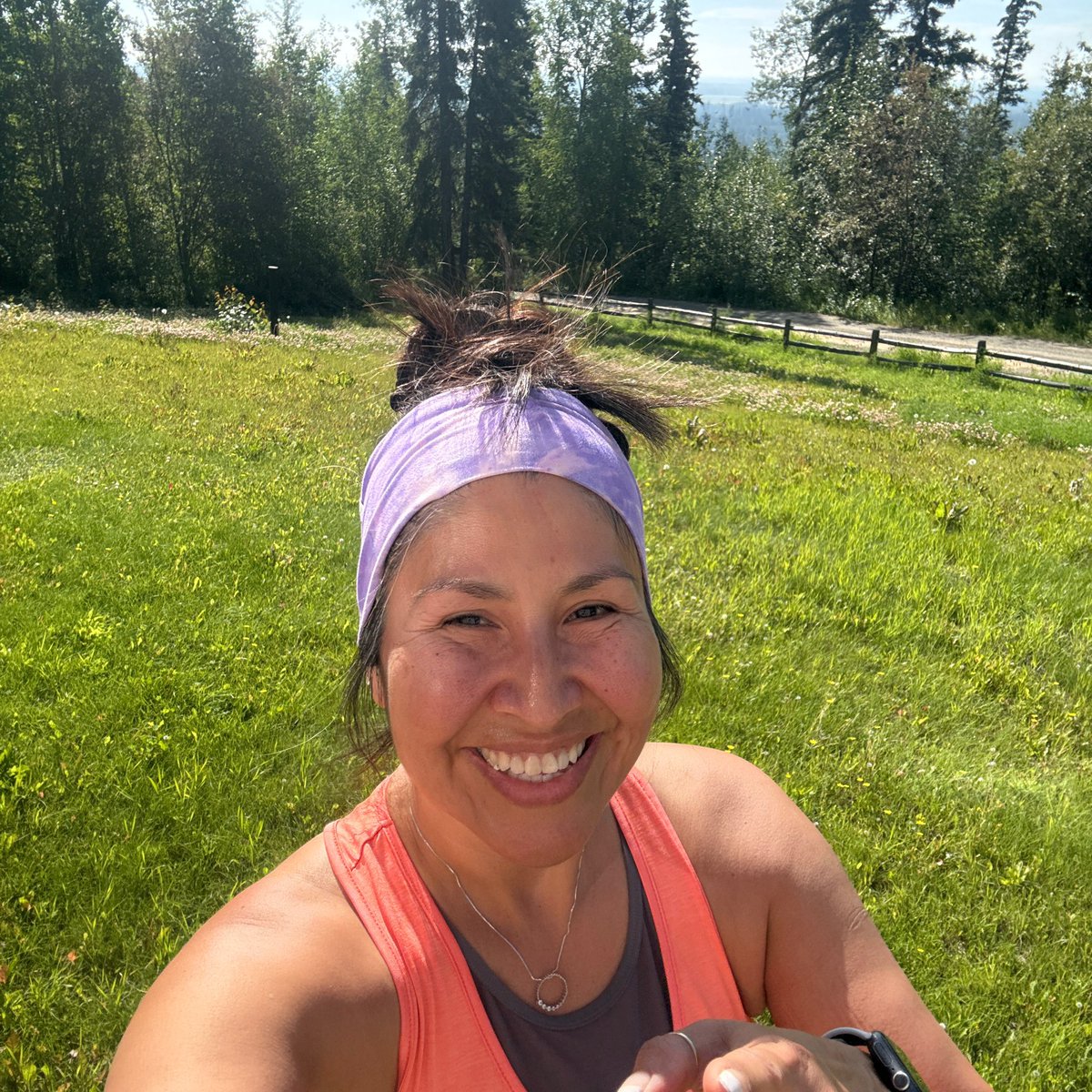 907sharon's tweet photo. Day 2 Saturday 68 Fairbanks sunny 😎 week 26 of 2026.  Celebration with Tanana on clinic opening and a great recognition of what your tribes can accomplish together. Prayers going out to our communities 🙏🏽. Love jogs with puppies the bill. #coachbennett #nikerunclub https://t.co/zPb1x3QAlf