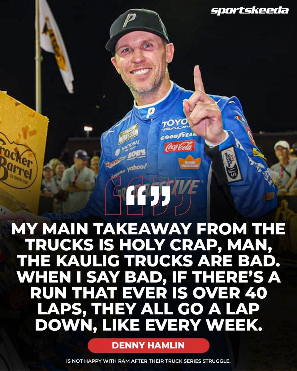 NASCARatSK's tweet photo. Denny Hamlin blasts Ram's Truck Series performance. 🛻😬 https://t.co/MVJChrG9Kb