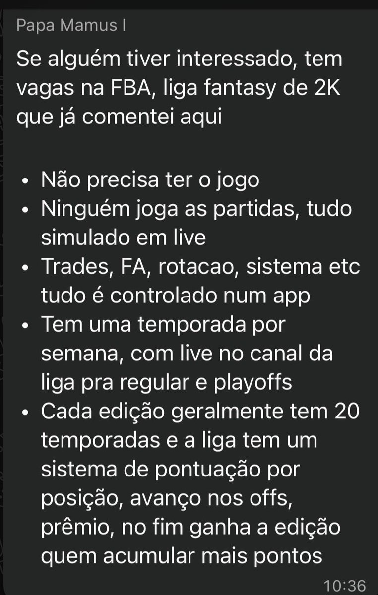 fadowiggins's tweet photo. O MELHOR FANTASY DE 2K DO MUNDO ESTÁ VOLTANDO!
Você🫵 escolhe o nome da sua franquia, a cidade e a identidade visual completa.
4 divisões, 30 franquias por divisão
Se vc gosta de MyCareer, 2K ou simplesmente BASQUETE, vai amar a FBA.
Comentem aqui que eu explico melhor na DM. https://t.co/Wh6xeywNQ3