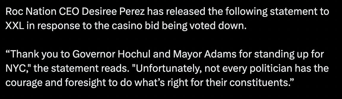 TheMindOfHY's tweet photo. Kathy Hochul has been close to Jay-Z for over 5 years.

Charlamagne The Claude has been attacking Polymarket, Kalshi, and even Stake, all competitors to the Casino he and Roc Nation wanted to bring to NY.

Roc Nation CEO also publicly thanked Kathy Hochul for her help in trying to secure the casino bid.

“Thank you to Governor Hochul and Mayor Adams for standing up for NYC."

In this same article:

"No matter what they call themselves, prediction markets like Kalshi are gambling platforms, plain and simple," said New York Attorney General Letitia James in a press release announcing the lawsuit. "By ignoring our laws, Kalshi is running an illegal operation and harming New Yorkers in the process."

Letitia James was featured at Roc Nation’s United Justice Coalition Summit, which Charlamagne The Claude is directly involved in (he flexed it in his sit-down with Akademiks.)

But this is all a crazy conspiracy and we might just be manic.
