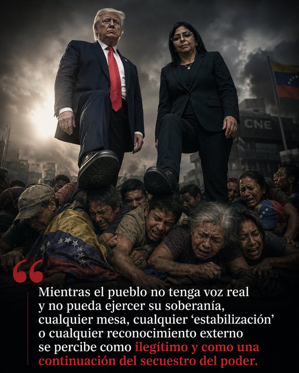 estebangerbasi's tweet photo. Mientras el pueblo no tenga voz real y no pueda ejercer su soberanía, cualquier mesa, cualquier “estabilización” o cualquier reconocimiento externo se percibe como ilegítimo y como una continuación del secuestro del poder. https://t.co/6DOFLK0aey