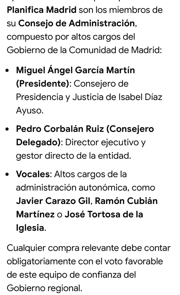 Menchu1715842's tweet photo. @oscar_puente_ @Francis08653864 @oscar_puente_ La clave de Planifica Madrid está en su Consejo de Administración. Quienes votan y autorizan cada compra son Miguel Ángel García Martín y su equipo de confianza. Ahí es donde hay que exigir responsabilidades. 👇🏿 https://t.co/9MFc2EadZt