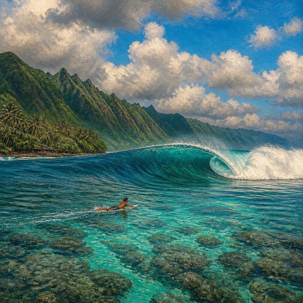 surfreportbr's tweet photo. Entre montanhas, água cristalina e uma onda perfeita, começa a busca por mais uma linha inesquecível no oceano. 🌊🏄‍♂️

#Surf #OndasPerfeitas #Natureza #VidaNoMar #CulturaSurf #Aloha #SurfReport https://t.co/fJ2pDEiBC1