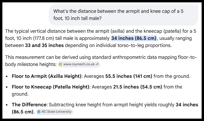 ungovrnable's tweet photo. @RobertMencner @Villgecrazylady The avg distance btwn the armpit and knee cap of a 5-foot, 10-inch tall male is ±34 inches. Having a 32-inch stock on one side and a 32-inch barrel/receiver assembly on the other would degrade mobility well beyond what's portrayed in the alleged video of the defendant. https://t.co/RlwYjuZqBF