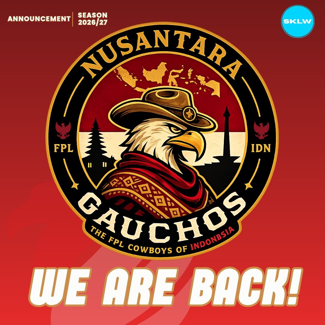 upiLuthfi's tweet photo. 🤠 NEW BADGE. SAME PROBLEM

Nusantara Gauchos returns for our 5th straight @OfficialSKLW campaign with a brand new logo

Last season's UEL Champions are back

Saddle up Cowboys 🇮🇩

#SKLW #FPL #FPLCommunity #FPLIndonesia #TimnasFPL #NusantaraGauchos https://t.co/4st3KZ32WW