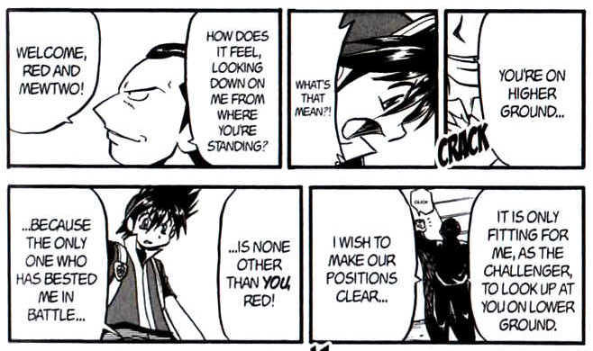 Bulbagarden's tweet photo. The Pokémon Adventures incarnation of Giovanni is easily the best in the franchise.

He's as ruthless as ever but also capable of acts of heroism and possesses a deep sense of personal honour, literally putting Red on a pedestal when he launches his challenge in the FRLG arc! https://t.co/ilPWXztXM2