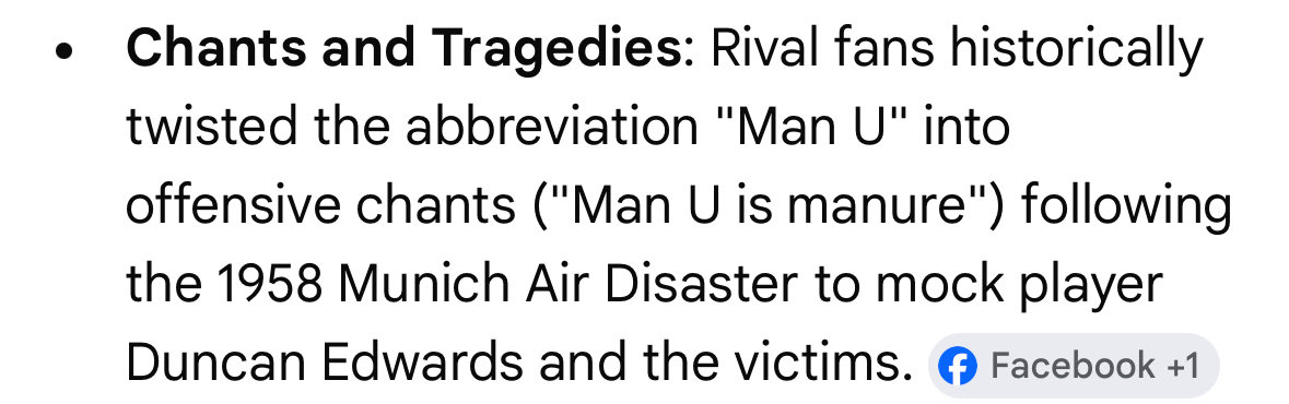 Cal3267's tweet photo. @YorkshireToon Like I said no class,Tradition or history result to mocking the Munich air disaster👍 https://t.co/6GtUY4wsfb