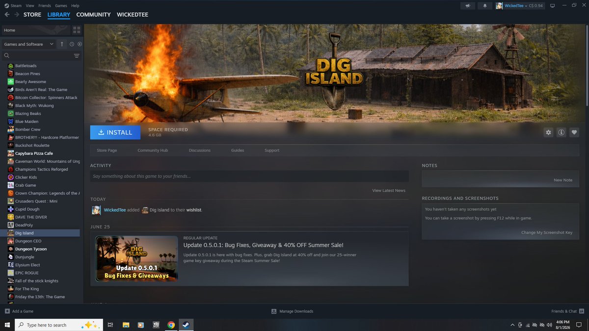 Dustee_Plains's tweet photo. Wicked Tee won this fun looking game on Instagram!! I can't wait to try it... after my cousin, of course!! #Steam #GamesOnSteam #DigIsland https://t.co/93YahewUQW