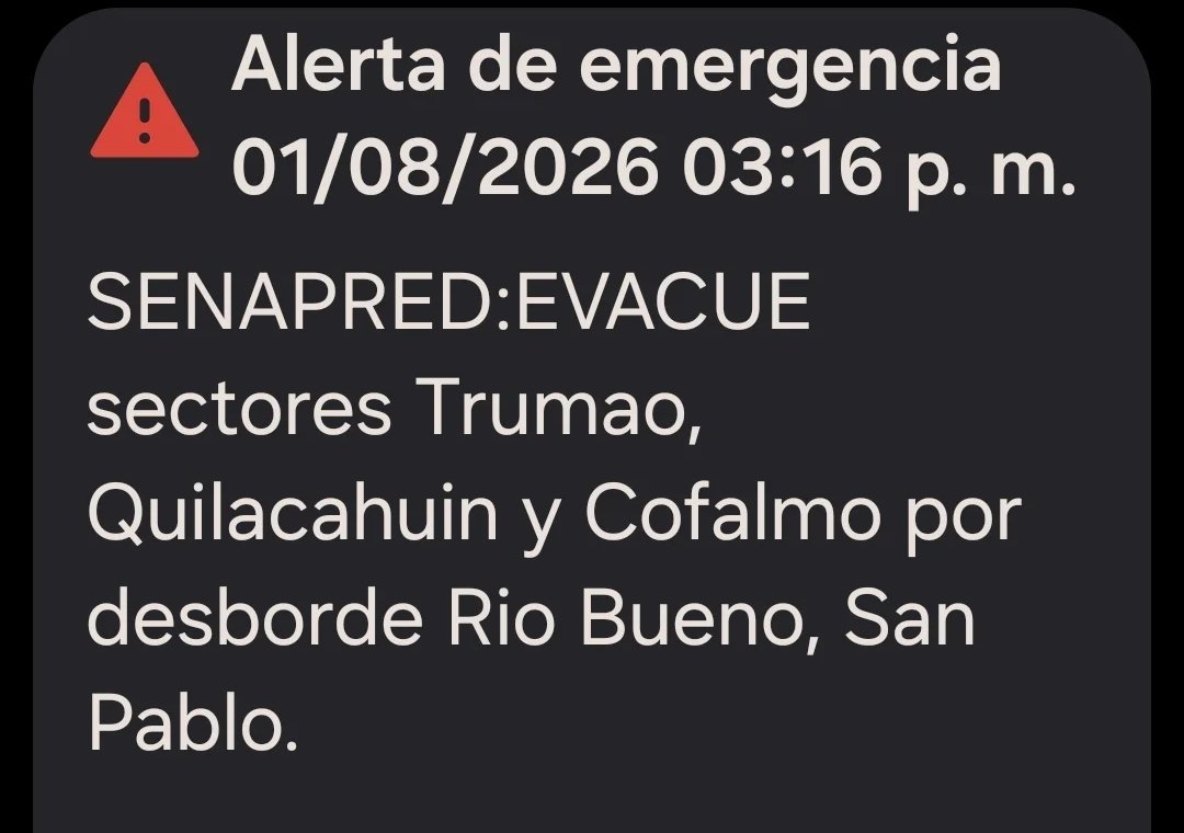 Geosorno01's tweet photo. @senapred emite alerta sae por crecida de rio rahue y orden de evacuación para el sector trumao https://t.co/4pPD3mahcS