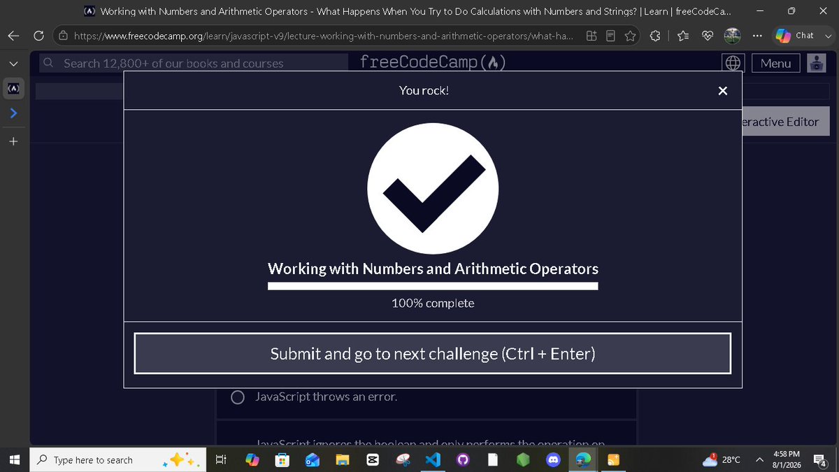 jasonalakiri's tweet photo. DAY 10 OF BUILDING IN PUBLIC WITH FREECODECAMP 
Today I  Worked with numbers, operators, Build and debugged type coercion errors in a buggy app. Progress: 109/1319 steps done. https://t.co/65csUlI7XB