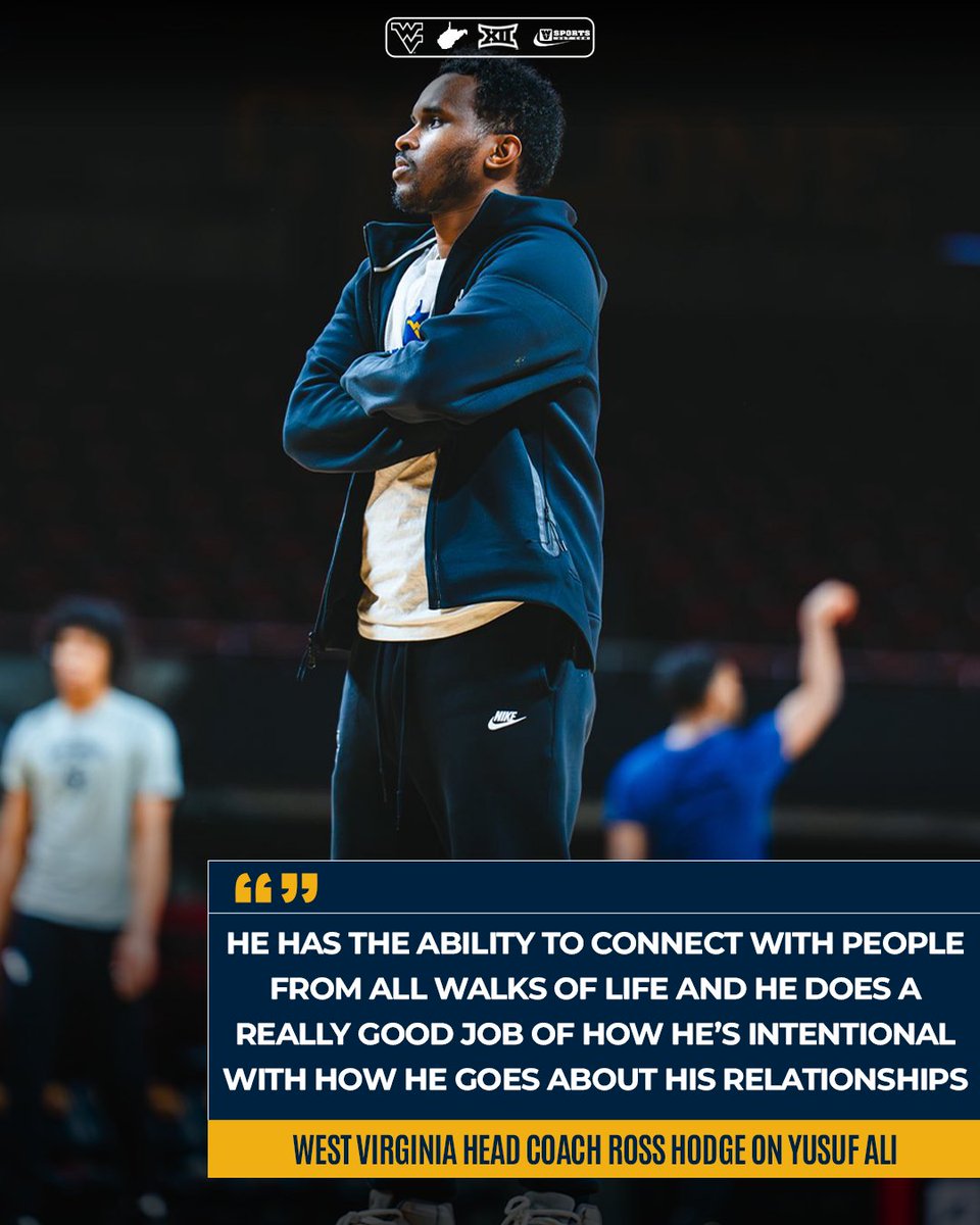 WVSportsDotCom's tweet photo. Ross Hodge says assistant Yusuf Ali has become a major asset on the recruiting trail thanks to the relationships he's built over the years. Those connections are already paying off for #WVU. 

Read ▶️ https://t.co/vkqIoRfj4j https://t.co/XGDuooJvYS