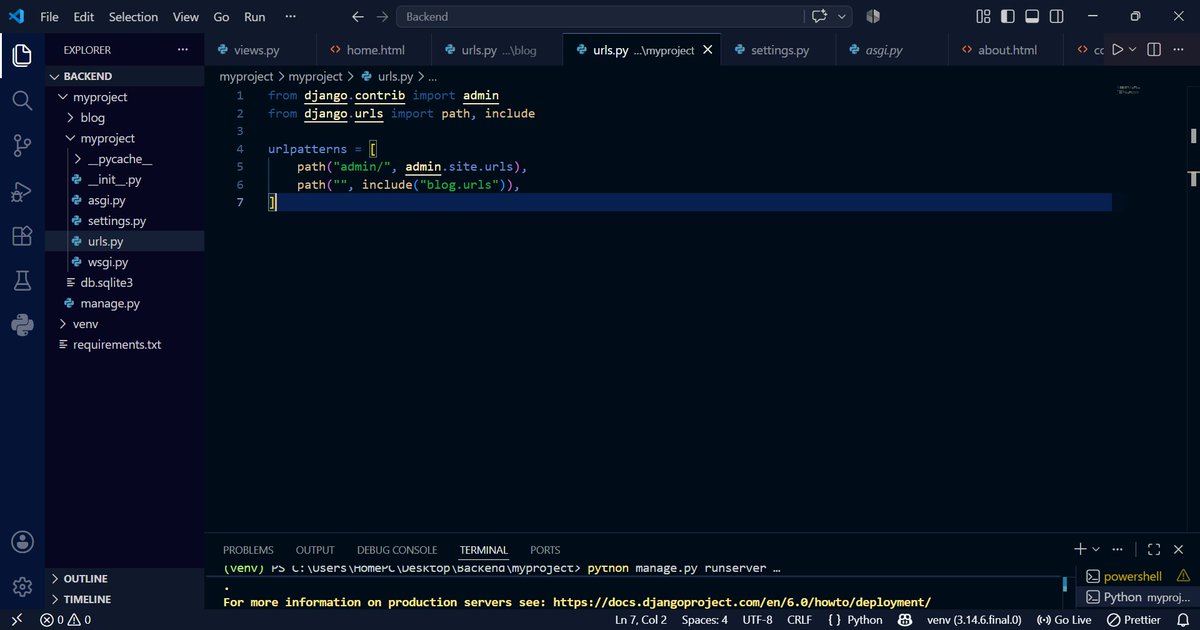 Oc_paschal_code's tweet photo. Day 16 Learning Backend (Python)

Today, I learned about Django Templates and how they are used to display HTML pages instead of returning plain text responses.

I also learnt how to create and connect templates to views, and pass data from a view to a template. https://t.co/nj6N9SI0Xq