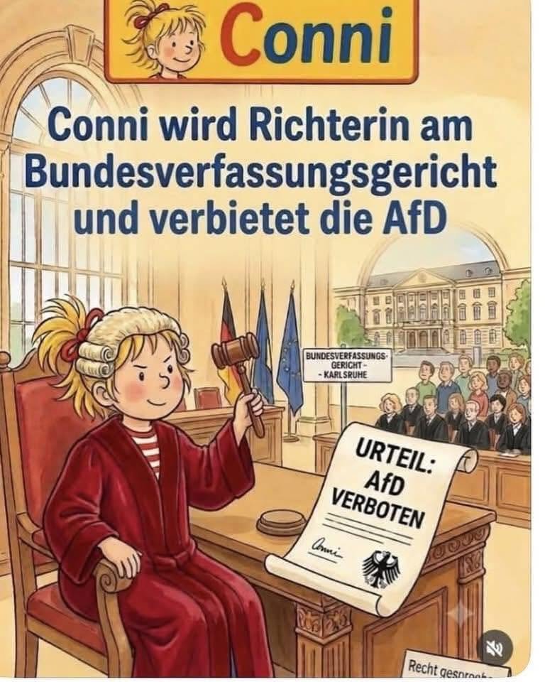 Suzimiya's tweet photo. Conni wird Richterin am Bundesverfassungsgericht und verbietet die AfD /FPÖ https://t.co/x3rEMGLI9m
