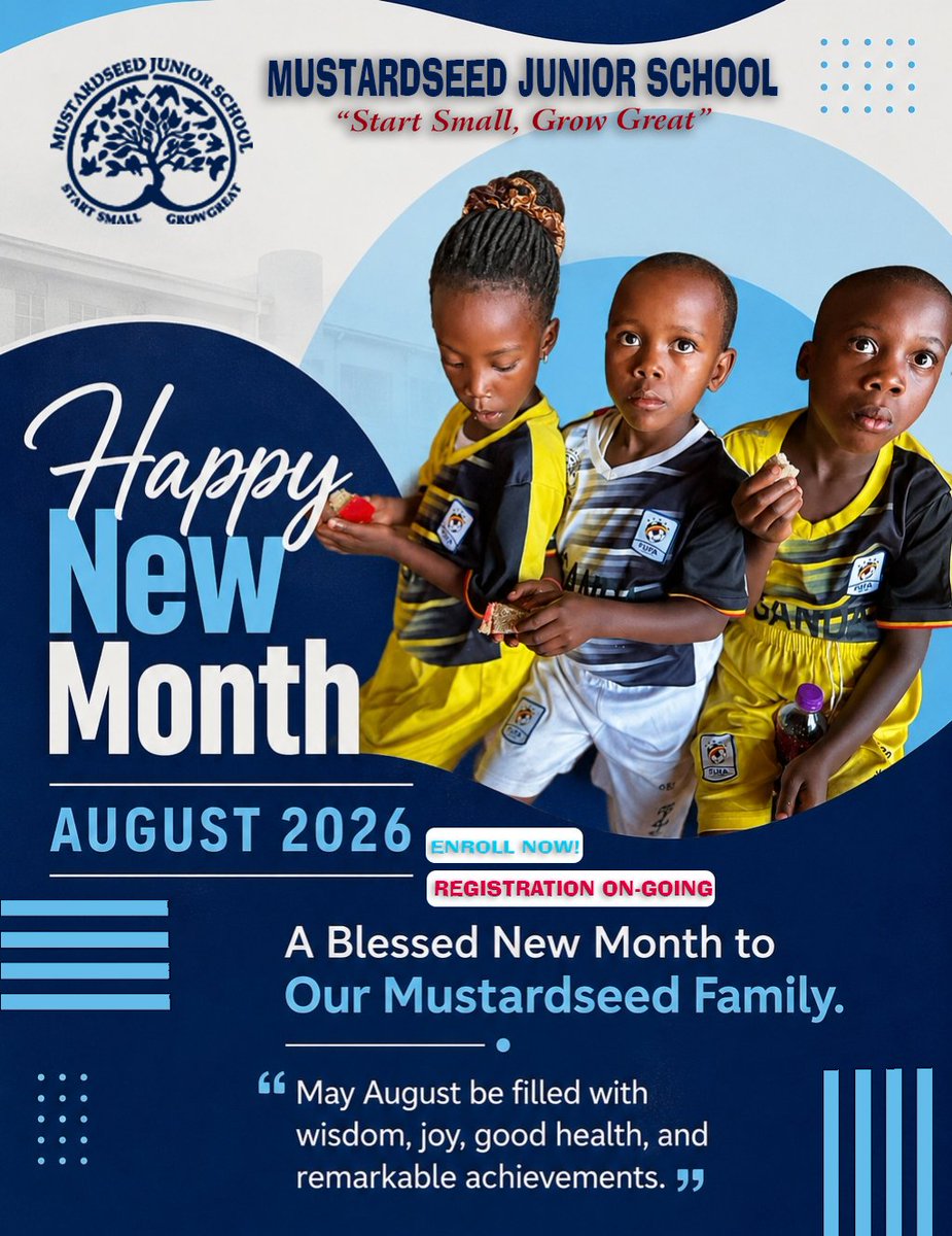 MustardseedJS's tweet photo. A Blessed New Month to Our Mustardseed Family.

May August be filled with wisdom, joy, good health, and remarkable achievements.

 𝐅𝐨𝐫 𝐚𝐧𝐲 𝐢𝐧𝐪𝐮𝐢𝐫𝐢𝐞𝐬,
𝘾𝙤𝙣𝙩𝙖𝙘𝙩☎️: +256 772462464 | +256 200947780
𝙇𝙤𝙘𝙖𝙩𝙞𝙤𝙣 📍: Sentema, Kibuye
#HappyNewMonth https://t.co/1BGpCgTzNK