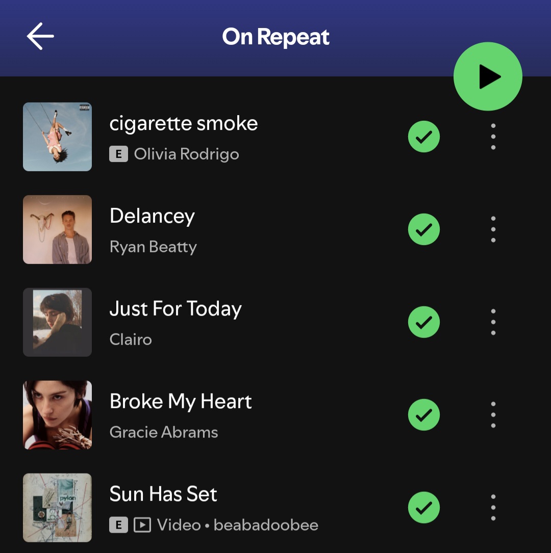 pheebclaire's tweet photo. my top 5 on repeat ! https://t.co/GYwdYq1nKx