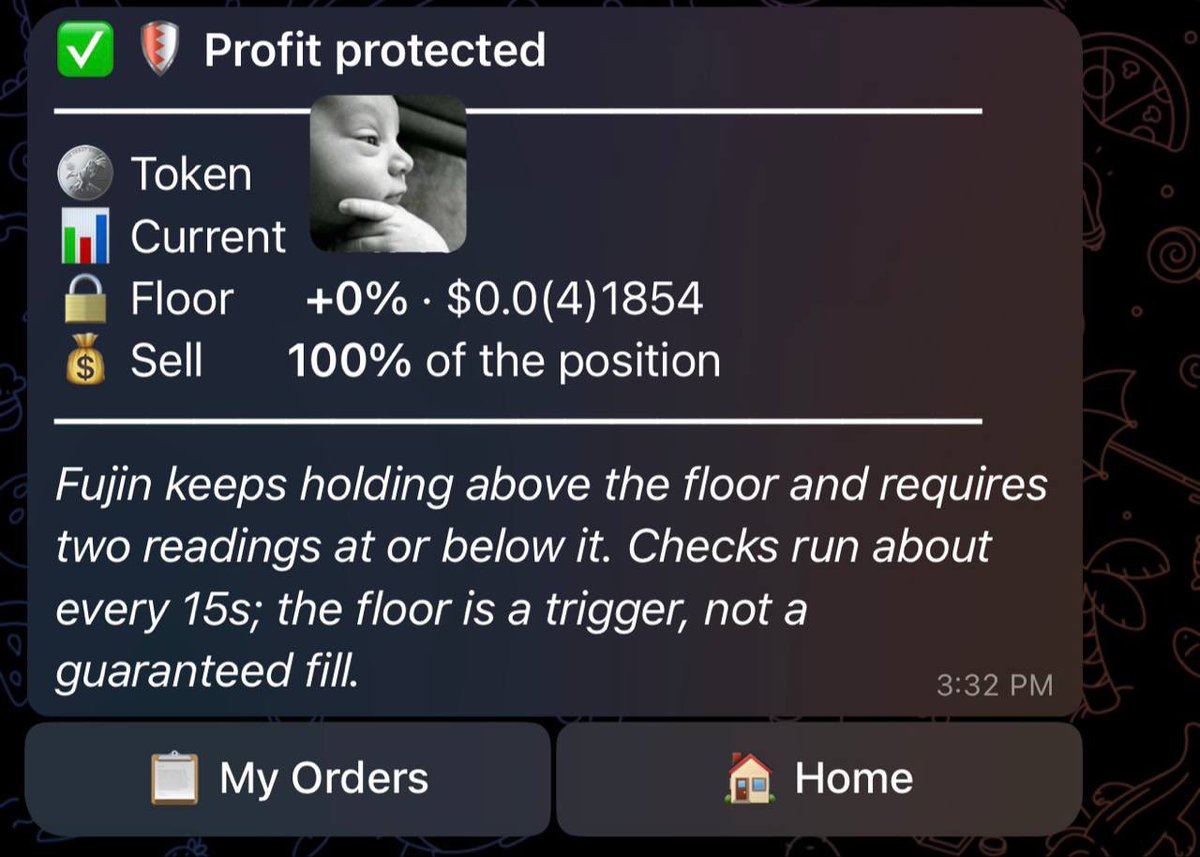 CryptoYeezussss's tweet photo. So @FujinProtocol just released a new feature called Profit Protection 🔥 Set orders to lock in and protect profit without even having to sell is fire af 💯 Like I said best, fastest, and cheapest #crypto trading bot I ever used 💪🏻 Can be on any chain ready to trade instantly which is a must this next cycle 🤯🚀 Bullish on chain agnostic traders 📈

https://t.co/ajZ8goYhxu