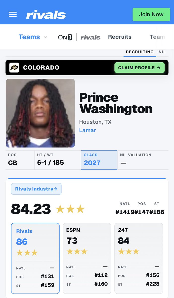 PrinceWashh's tweet photo. #AGTG Blessed to be graded a 3 Star on @247Sports  &amp; @On3 /@Rivals ! But Ian settling yall gotta see me fasho! See yall real soon 💯 https://t.co/B33UZcUFQq