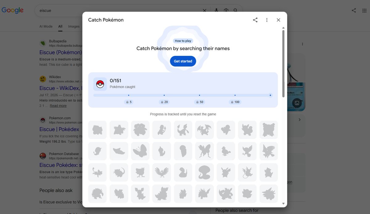 solojulianx's tweet photo. no solo sí me dio risa, sino que me vengo enterando que si buscas el nombre de un pokemon en google sale un jueguito tipo pokedex https://t.co/zB4u2uD4EY