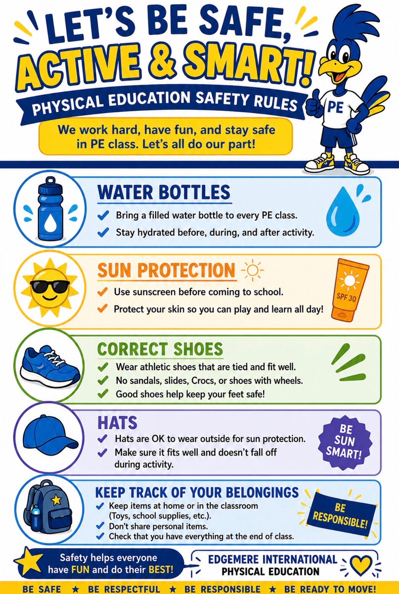 EdgemereSchool's tweet photo. Ready to move! School starts this Monday! 🏃‍♂️💨 As we jump back into the school routine on Monday, let's make sure our roadrunners are ready for PE class! @BrianoChristina https://t.co/Qcgr20GYjE
