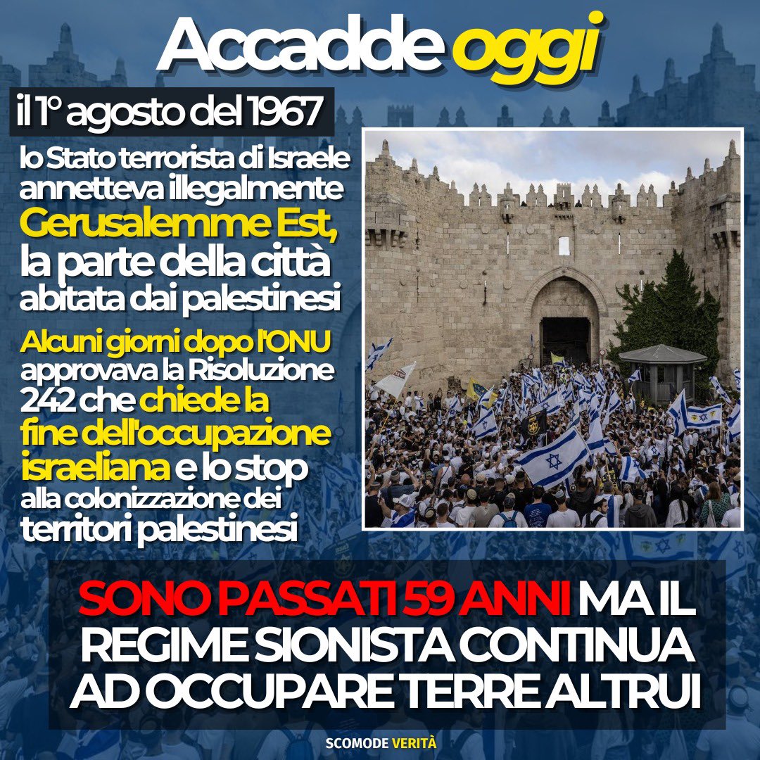ale_dibattista's tweet photo. È tutto dannatamente chiaro. È chiaro da 59 anni. Israele fa quel che vuole perché USA ed Europa glielo consentono. Israele è uno Stato terrorista, genocida, razzista e fuorilegge. Leggete qui 👉 https://t.co/hhbaAAl4Jj e iscrivetevi al mio canale Substack https://t.co/AyfQ4Gxd3P