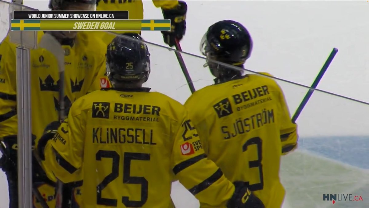 HNLiveCA's tweet photo. Day 5 of the 2026 World Junior Summer Showcase kicked off with a showdown between rivals Sweden and Finland! 🔥

@MatthewDekker12 had the call.            

Highlights brought to you by @SourceNation 

https://t.co/4AxGQPZDsF https://t.co/hN0tp26skm