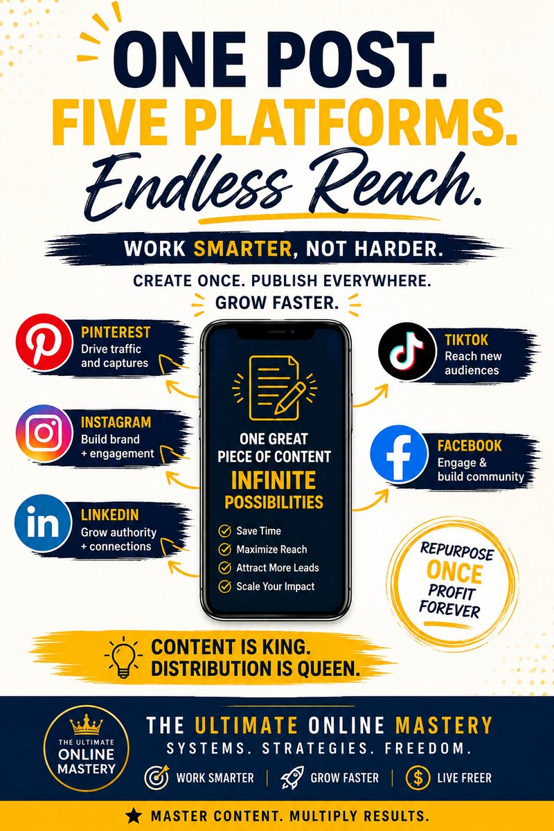 peterc107's tweet photo. Work Smarter Not Harder-1 Post Multiple Platforms Strategy https://t.co/ai2tSm41W6