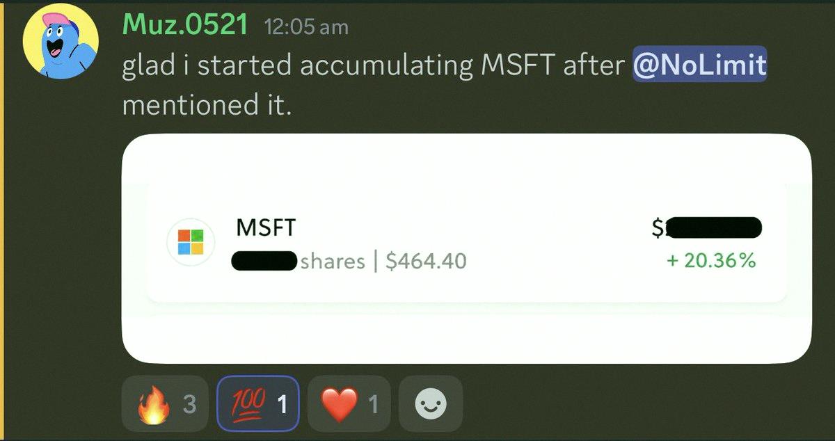 MathWithEden's tweet photo. Our $MSFT calls have been spot on:

First buy at $372, now up 25%.
Warned about a pullback at $450, dropped 21%.
Second buy at $357, up 30%.

It’s at $464 today. That’s 3 for 3.

Full details: https://t.co/EhasWMRUAX https://t.co/4KInnSGIgl