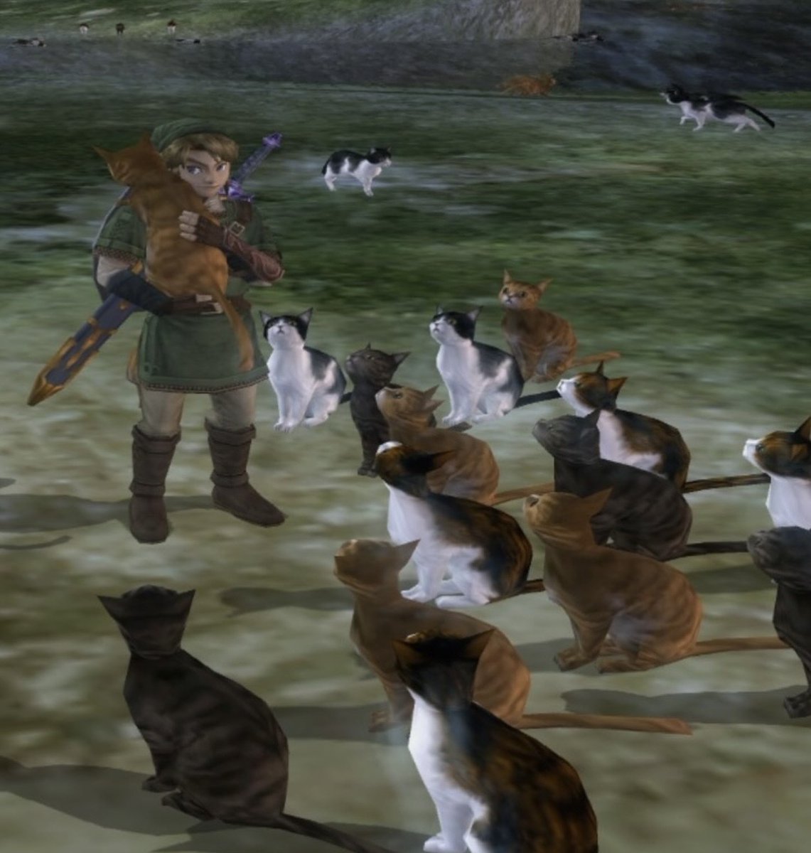 _hoodLink_'s tweet photo. Skipping the Hyrule Castle cutscene to max out my feline alignment score https://t.co/fHUiOjBc2y