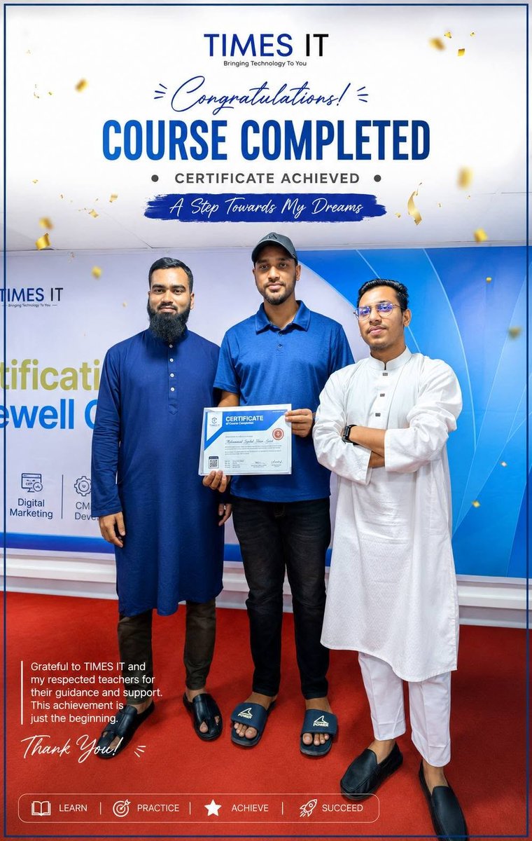 syeed1501's tweet photo. Alhamdulillah! 🤍🎓
After nearly one and a half years of dedication, patience,continuous learning, and hard work, I am grateful to have successfully completed the Professional Graphic Design course at Times IT and received my certificate. Alhamdulillah for everything.#SyeedPixels https://t.co/bUU6tN6s8H