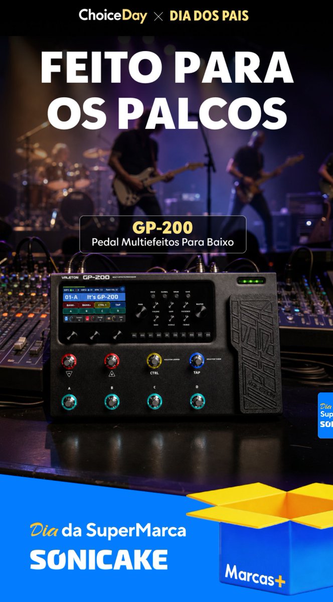 StefanyPromo's tweet photo. 🎸 FEITO PARA OS PALCOS 🎸
🔊 Valeton GP-200 - Pedal multiefeitos para baixo
🎶 Som profissional pra quem vive de música
✅ Looper integrado
✅ Afinador embutido
✅ 4 footswitches independentes
🎁 Presente PERFEITO pro Dia dos Pais
💥 Aproveitando o Dia da SuperMarca Sonicake

👉🏽https://t.co/eIJNfskRyI

#publi